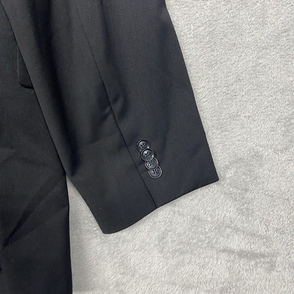 Tommy Hilfiger Jacket Mens 46L Black Blazer Wool Blend Solid Button Office - Picture 2 of 12
